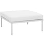 Harmony Outdoor Patio Aluminum Ottoman, White, Rattan 11634