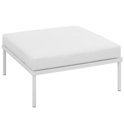 Harmony Outdoor Patio Aluminum Ottoman, White, Rattan 11634