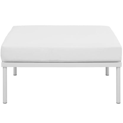 Harmony Outdoor Patio Aluminum Ottoman, White, Rattan 11634