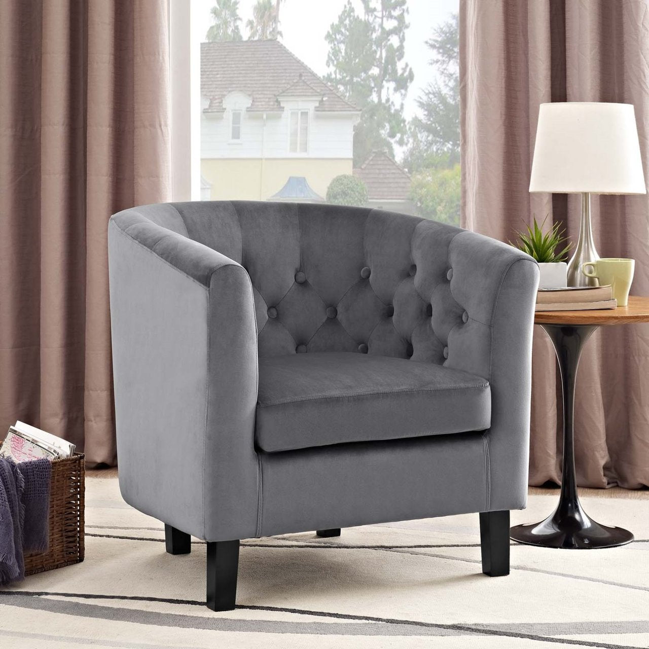 Prospect Velvet Armchair, Grey, Fabric 11644