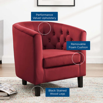Prospect Performance Velvet Armchair, Velvet, Red, 18134