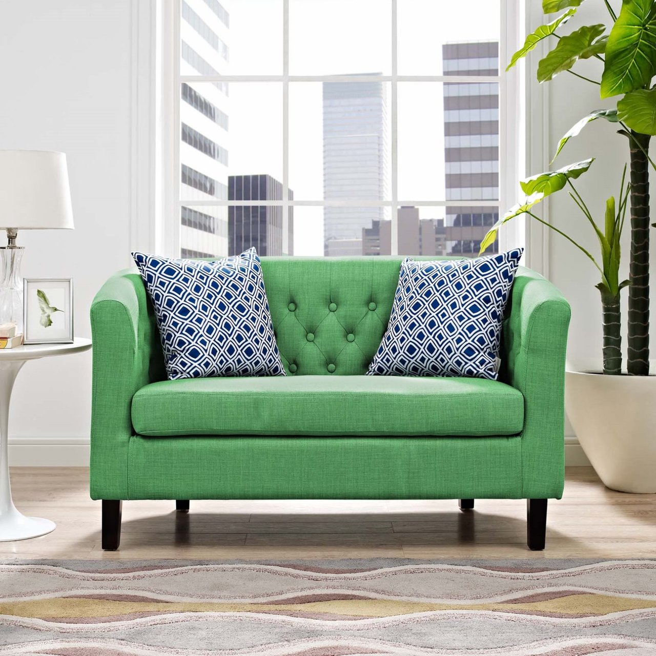 Prospect Upholstered Fabric Loveseat, Green, Fabric 11651