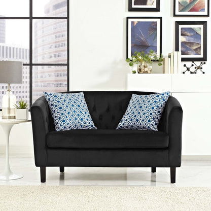 Prospect Velvet Loveseat, Black, Fabric 11658