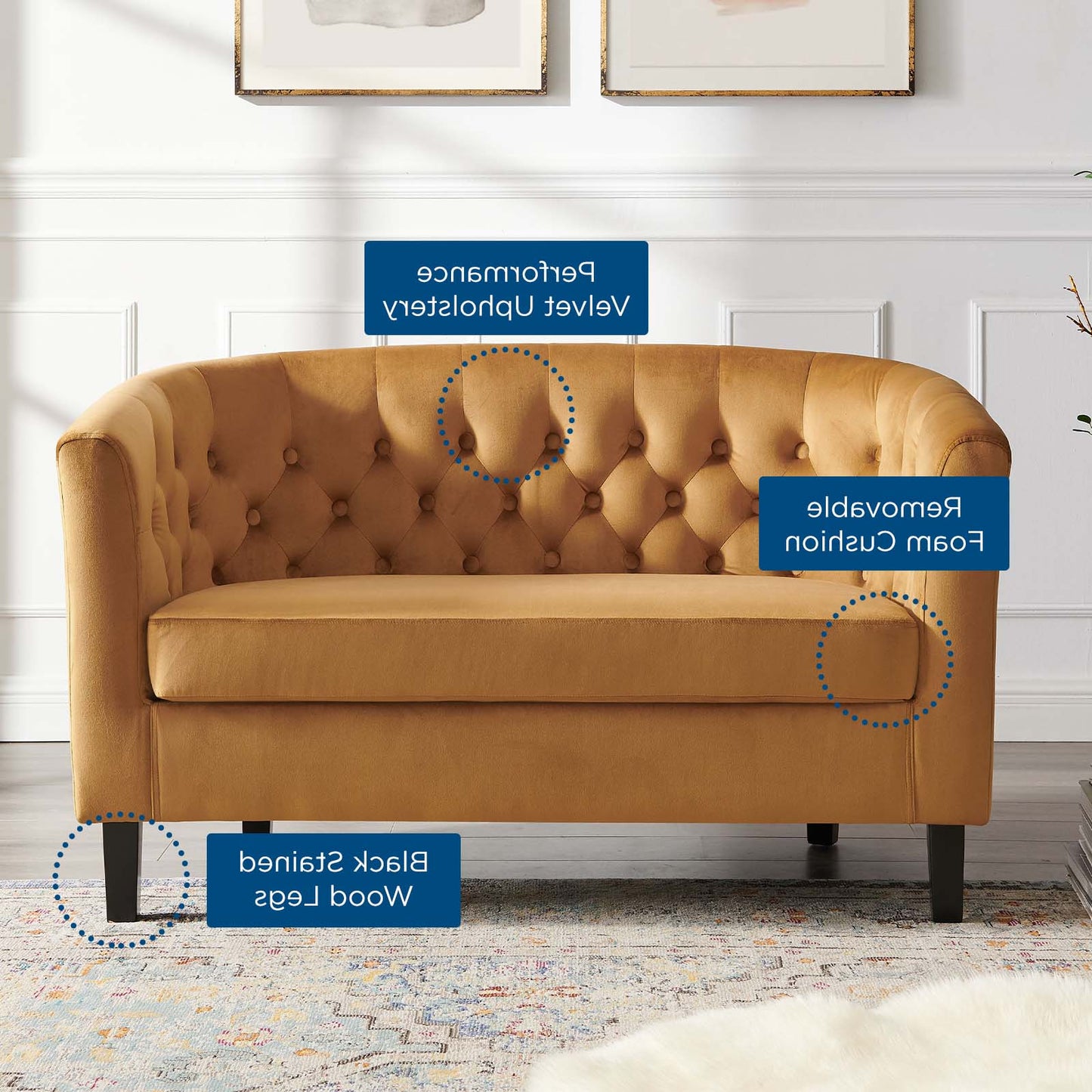 Prospect Performance Velvet Loveseat, Velvet, Brown, 18136