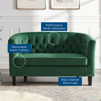 Prospect Performance Velvet Loveseat, Velvet, Green, 18138