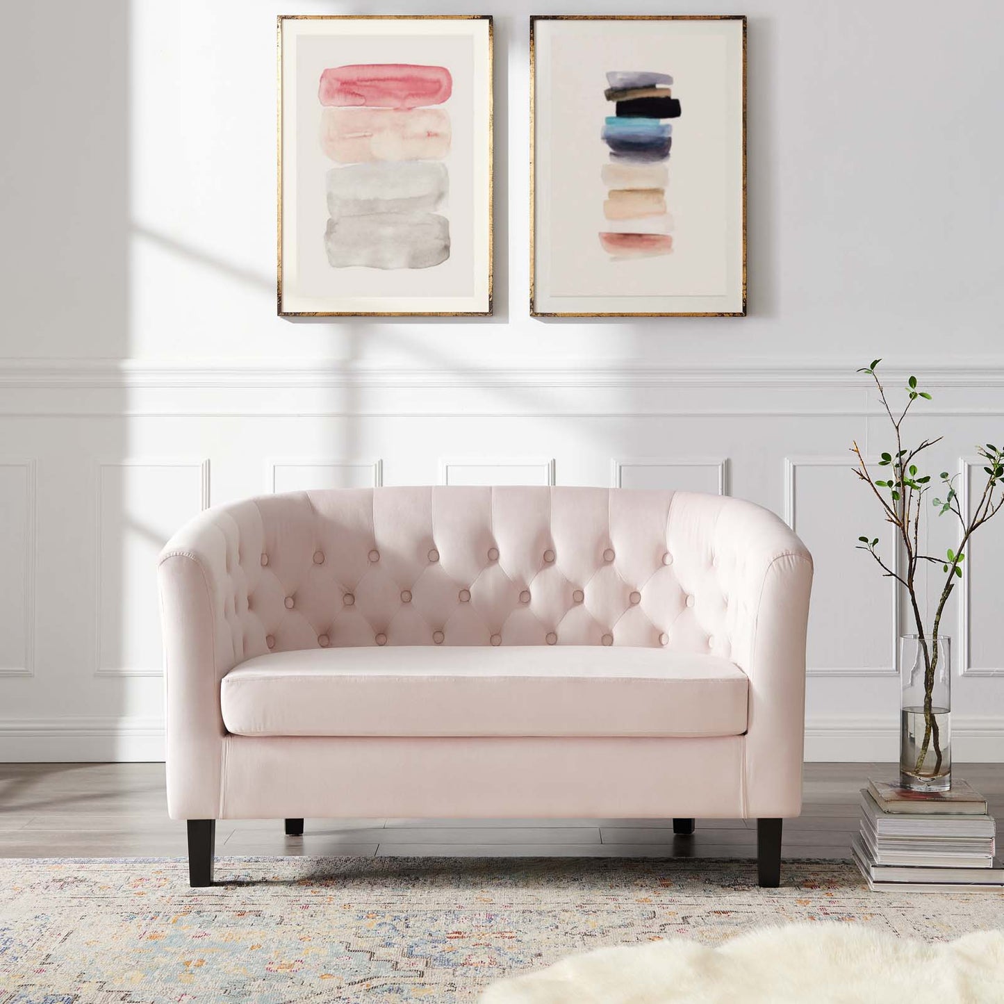 Prospect Performance Velvet Loveseat, Velvet, Pink, 18140