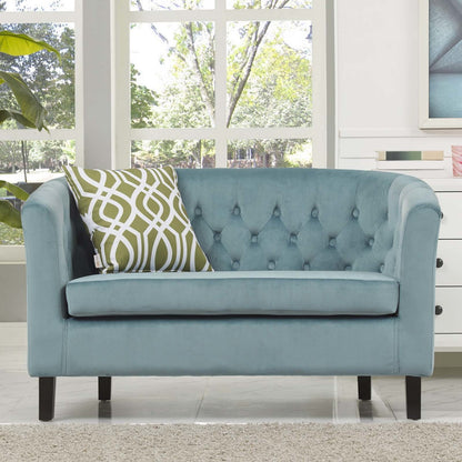 Prospect Velvet Loveseat, Velvet Fabric, Blue 13606