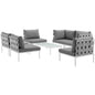 Harmony Seven PCS Outdoor Patio Aluminum Sectional Sofa Set, Grey, Rattan 11667