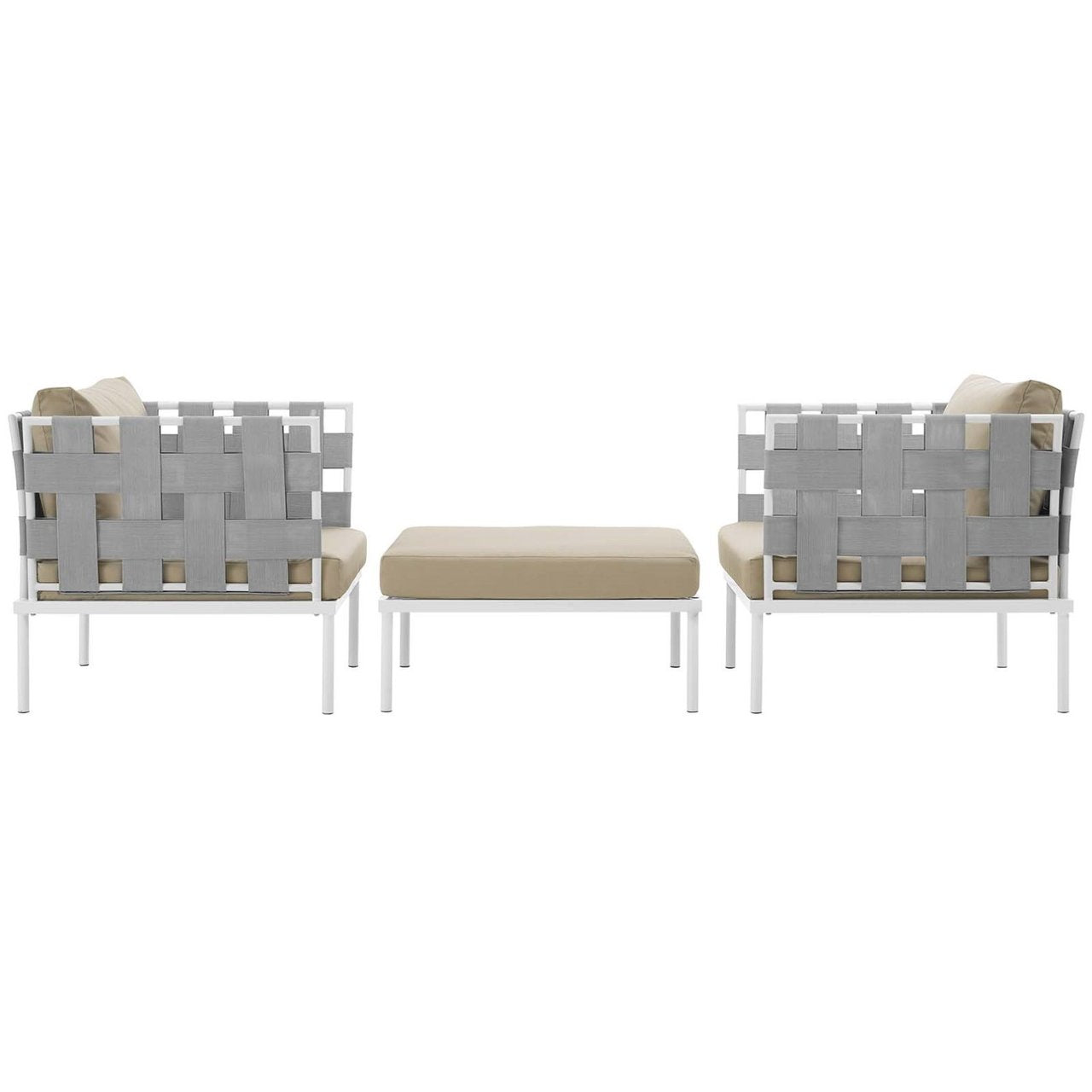 Harmony Three PCS Outdoor Patio Aluminum Set, Beige, Rattan 11670