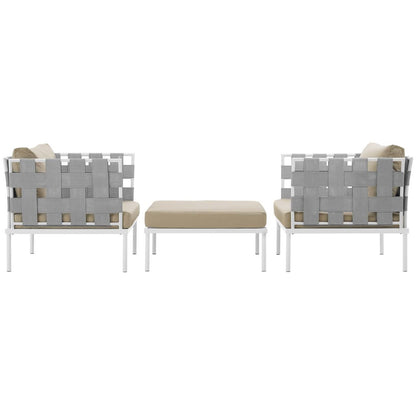 Harmony Three PCS Outdoor Patio Aluminum Set, Beige, Rattan 11670