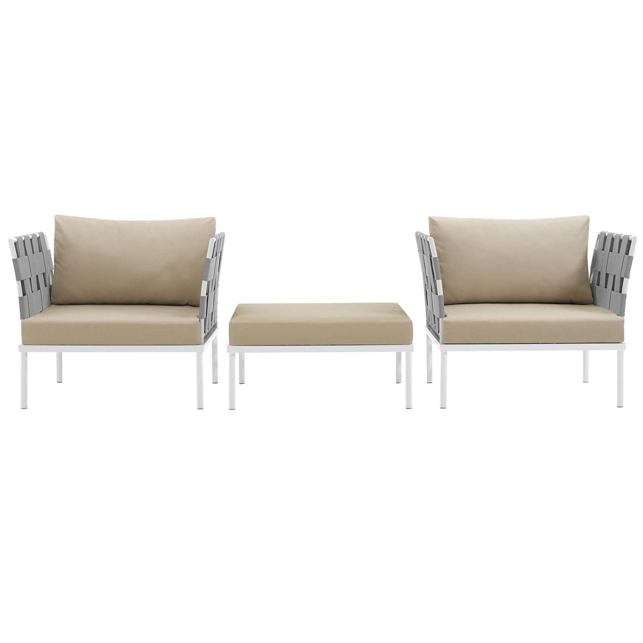 Harmony Three PCS Outdoor Patio Aluminum Set, Beige, Rattan 11670