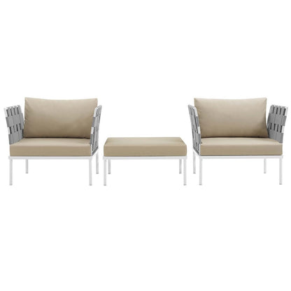 Harmony Three PCS Outdoor Patio Aluminum Set, Beige, Rattan 11670