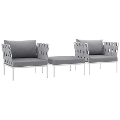 Harmony Three PCS Outdoor Patio Aluminum Set, Grey, Rattan 11671