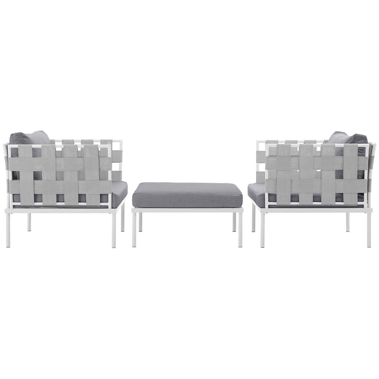 Harmony Three PCS Outdoor Patio Aluminum Set, Grey, Rattan 11671