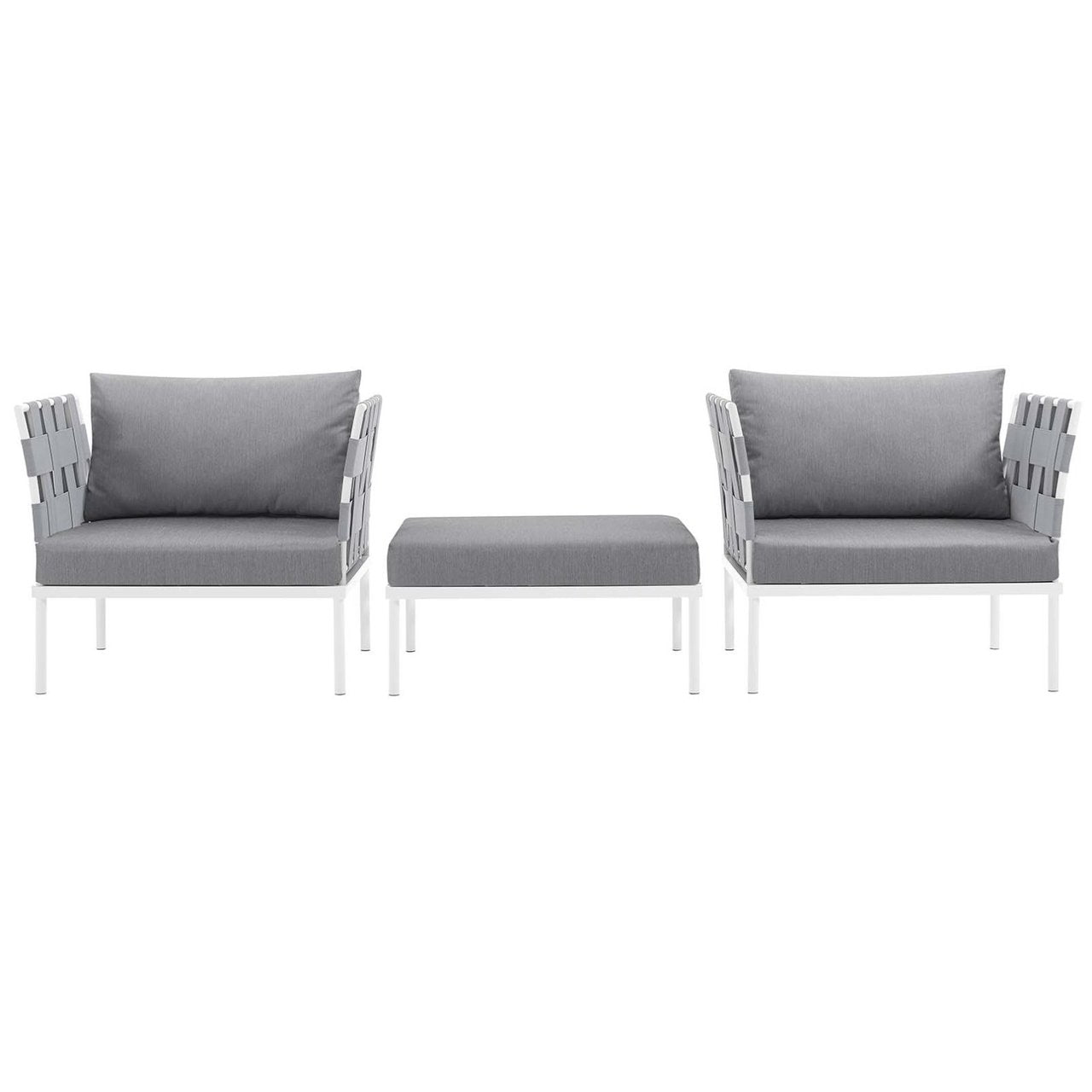 Harmony Three PCS Outdoor Patio Aluminum Set, Grey, Rattan 11671