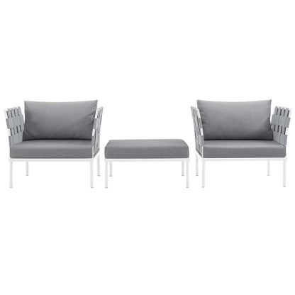 Harmony Three PCS Outdoor Patio Aluminum Set, Grey, Rattan 11671