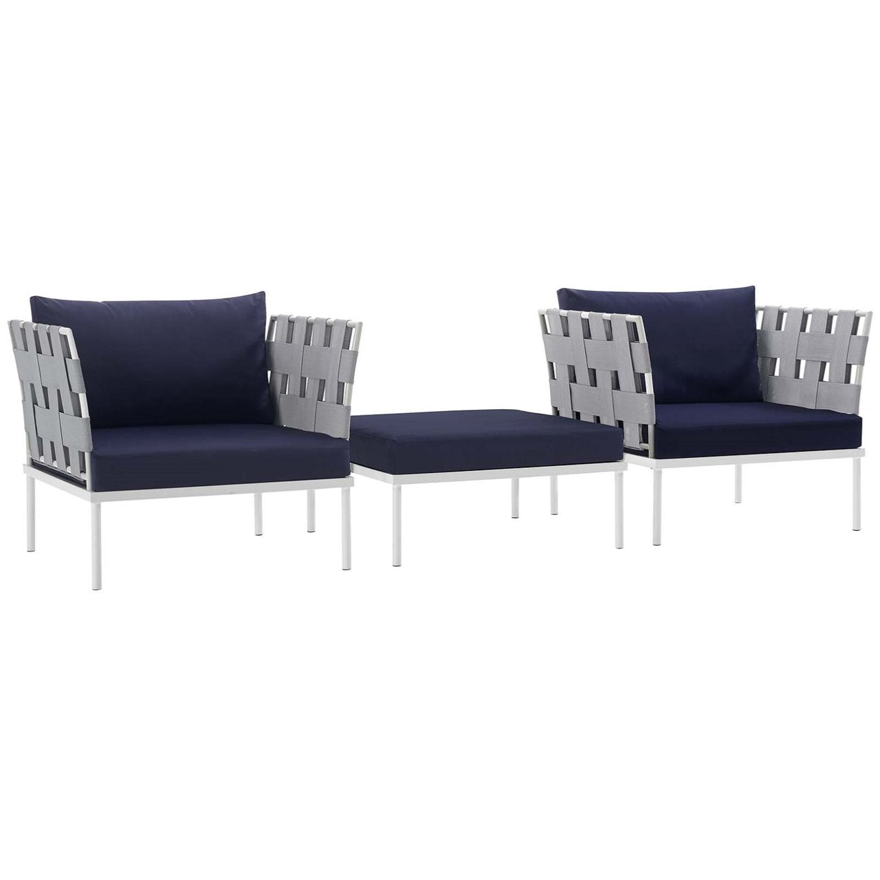 Harmony Three PCS Outdoor Patio Aluminum Set, Navy, Rattan 11672