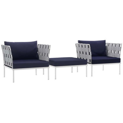 Harmony Three PCS Outdoor Patio Aluminum Set, Navy, Rattan 11672