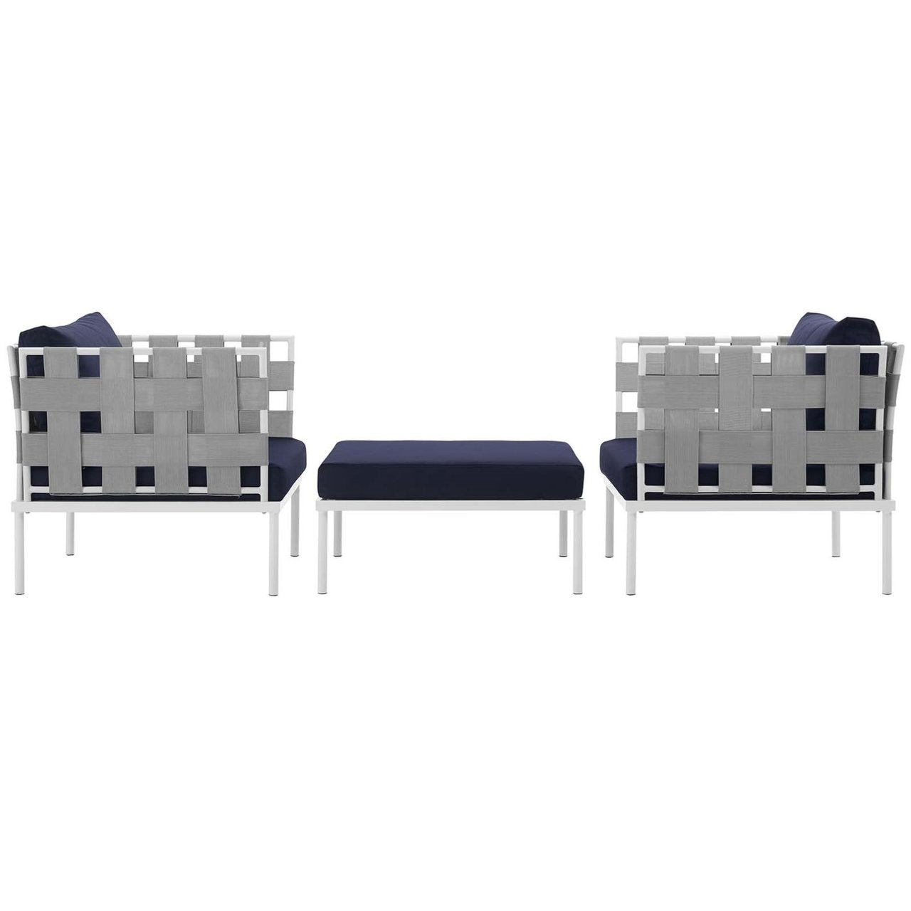 Harmony Three PCS Outdoor Patio Aluminum Set, Navy, Rattan 11672