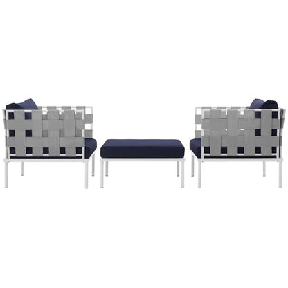Harmony Three PCS Outdoor Patio Aluminum Set, Navy, Rattan 11672