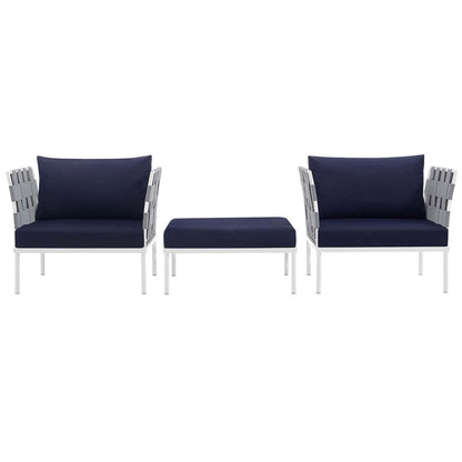Harmony Three PCS Outdoor Patio Aluminum Set, Navy, Rattan 11672