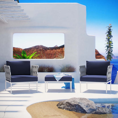 Harmony Three PCS Outdoor Patio Aluminum Set, Navy, Rattan 11672