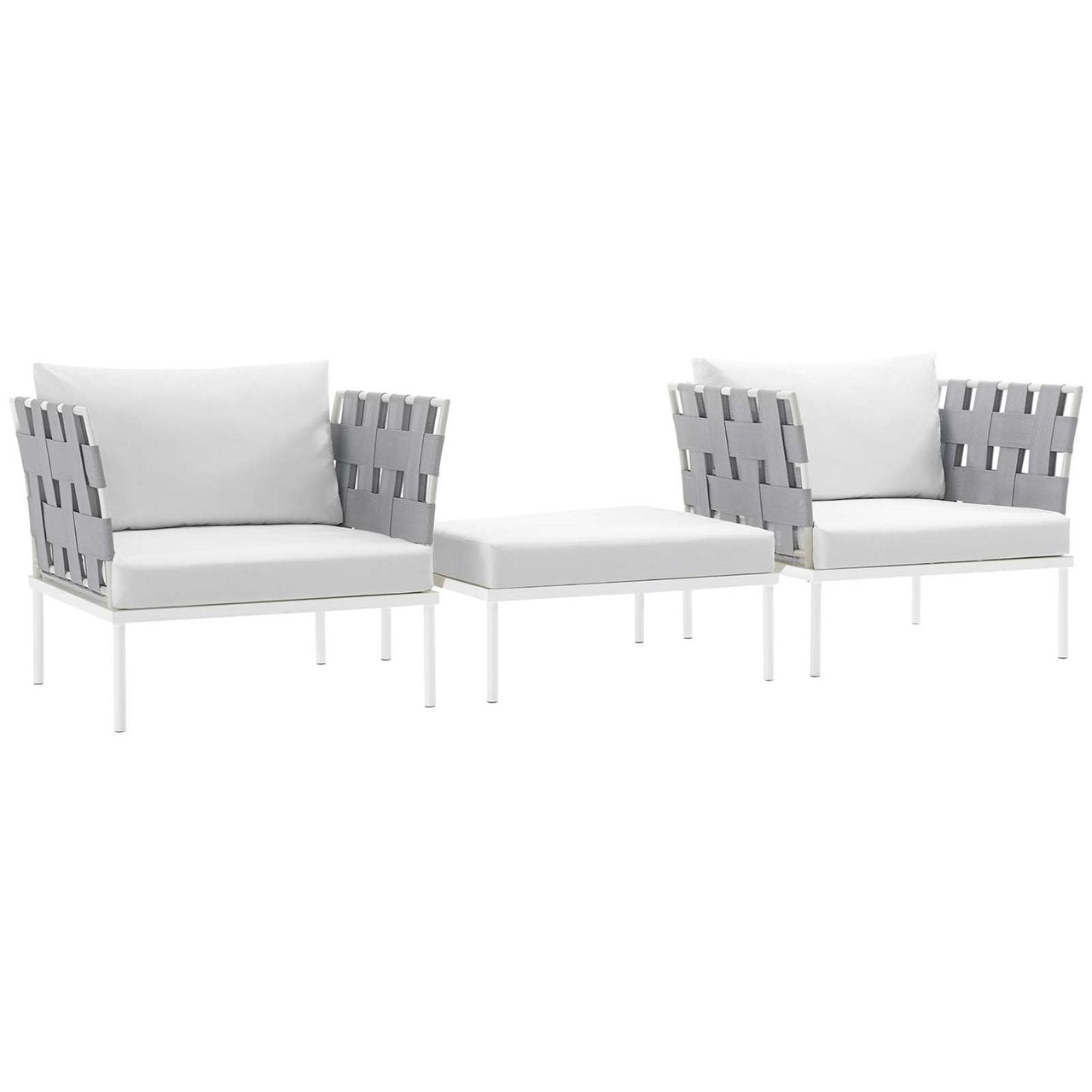 Harmony Three PCS Outdoor Patio Aluminum Set, White, Rattan 11673