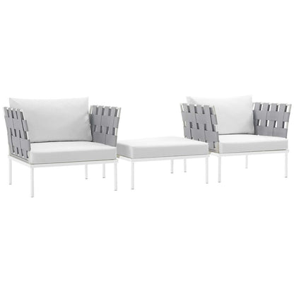 Harmony Three PCS Outdoor Patio Aluminum Set, White, Rattan 11673