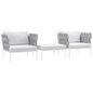 Harmony Three PCS Outdoor Patio Aluminum Set, White, Rattan 11673