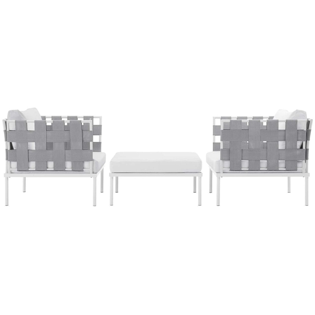 Harmony Three PCS Outdoor Patio Aluminum Set, White, Rattan 11673