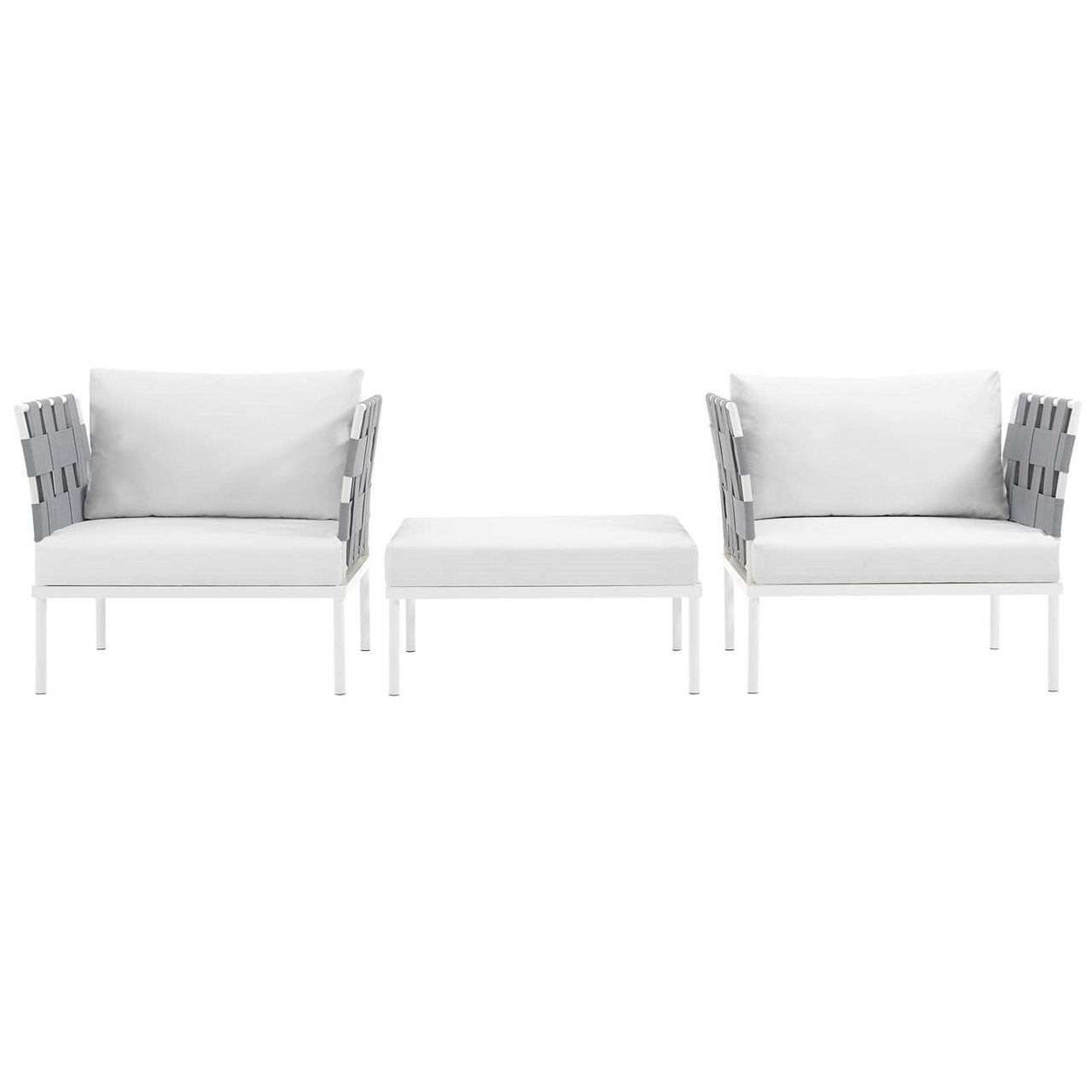 Harmony Three PCS Outdoor Patio Aluminum Set, White, Rattan 11673