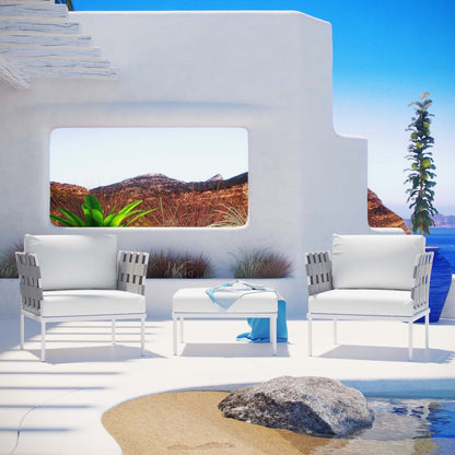 Harmony Three PCS Outdoor Patio Aluminum Set, White, Rattan 11673