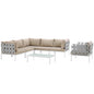 Harmony Seven PCS Outdoor Patio Aluminum Sectional Sofa Set, Beige, Rattan 11678