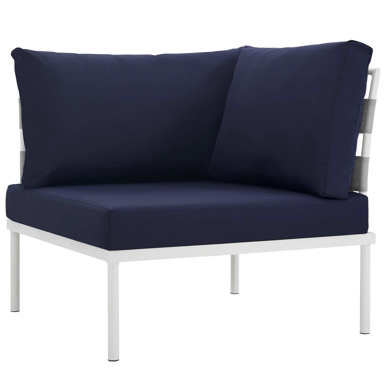 Harmony Seven PCS Outdoor Patio Aluminum Sectional Sofa Set, Navy, Rattan 11680