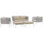 Harmony Five PCS Outdoor Patio Aluminum Sectional Sofa Set, Beige, Rattan 11682