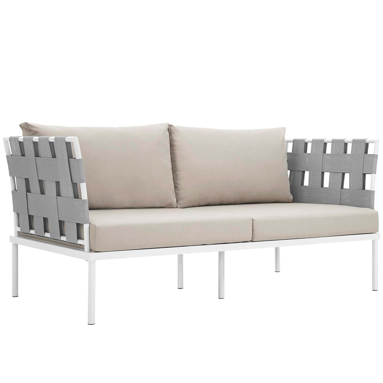 Harmony Five PCS Outdoor Patio Aluminum Sectional Sofa Set, Beige, Rattan 11682