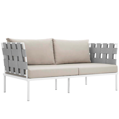 Harmony Five PCS Outdoor Patio Aluminum Sectional Sofa Set, Beige, Rattan 11682