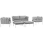 Harmony Five PCS Outdoor Patio Aluminum Sectional Sofa Set, Grey, Rattan 11683