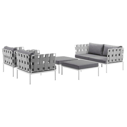 Harmony Five PCS Outdoor Patio Aluminum Sectional Sofa Set, Grey, Rattan 11683