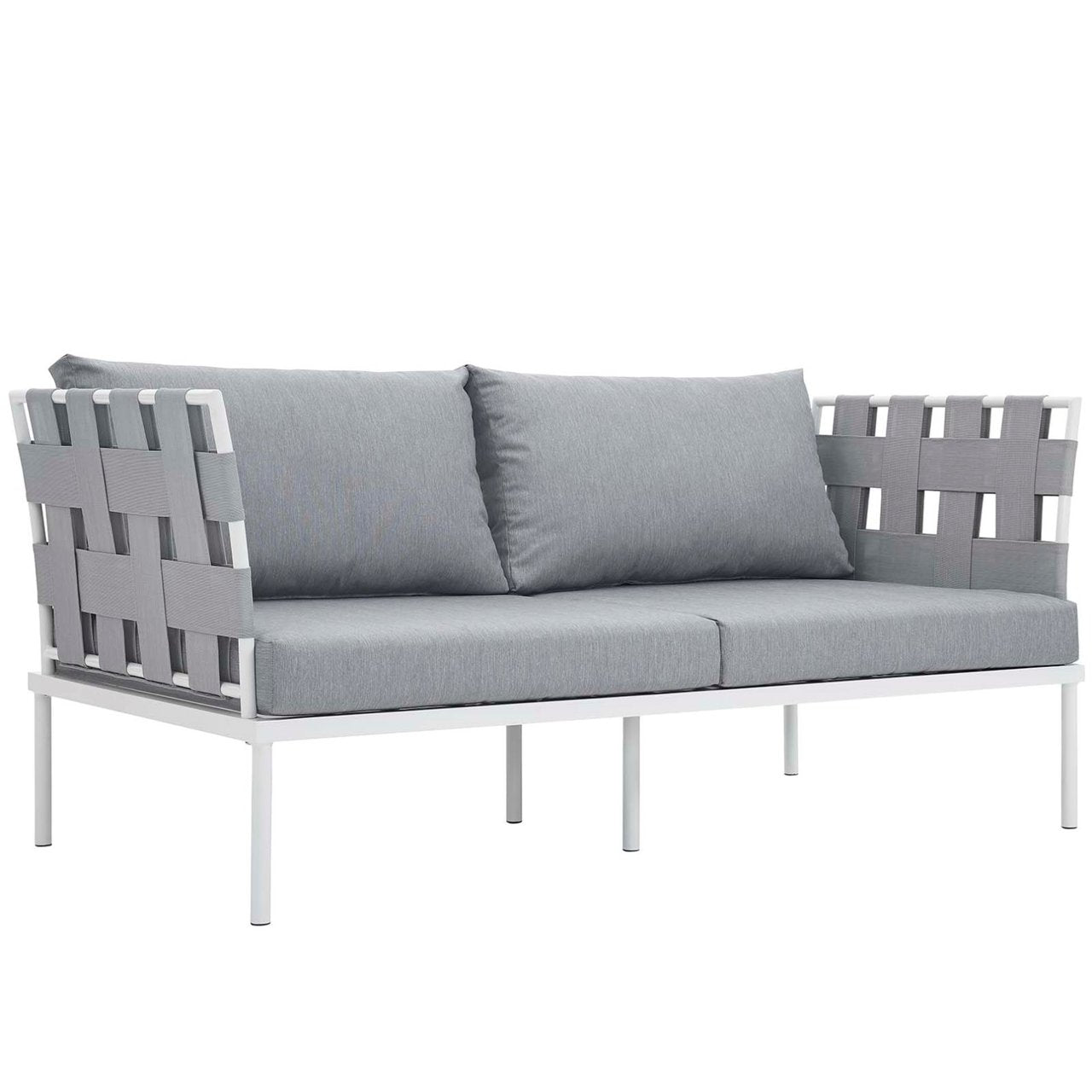 Harmony Five PCS Outdoor Patio Aluminum Sectional Sofa Set, Grey, Rattan 11683