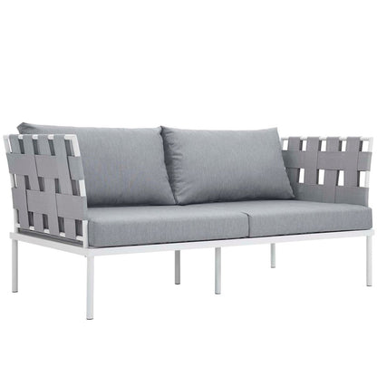 Harmony Five PCS Outdoor Patio Aluminum Sectional Sofa Set, Grey, Rattan 11683
