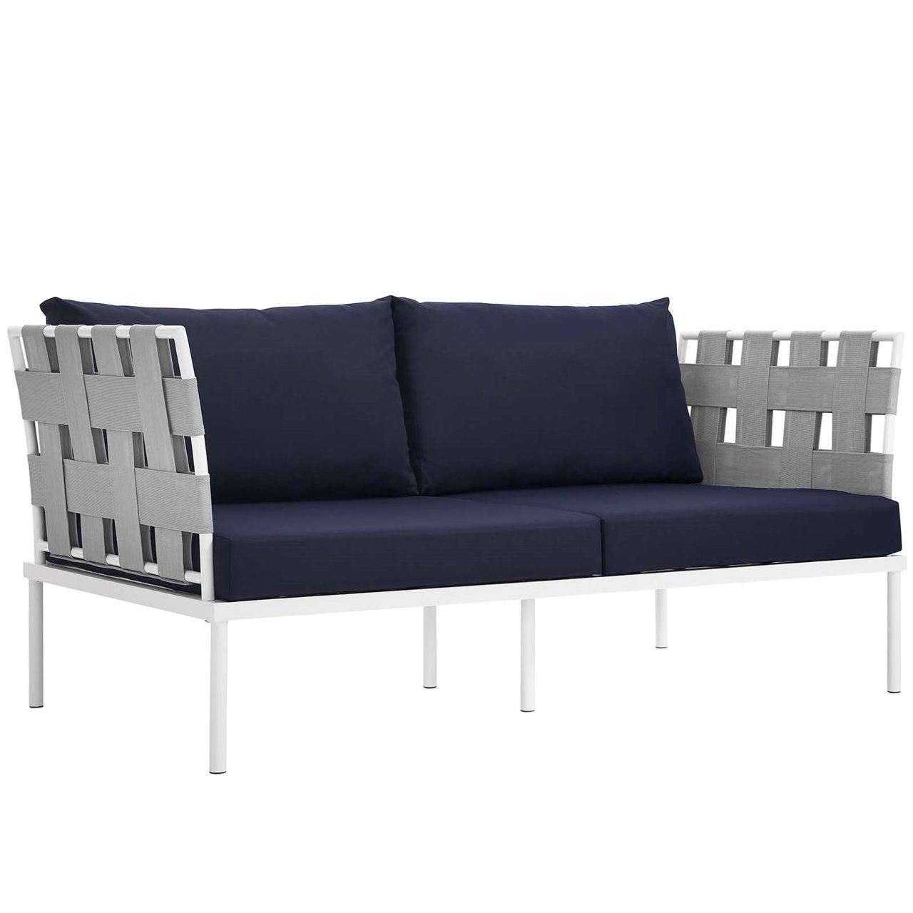Harmony Five PCS Outdoor Patio Aluminum Sectional Sofa Set, Navy, Rattan 11684