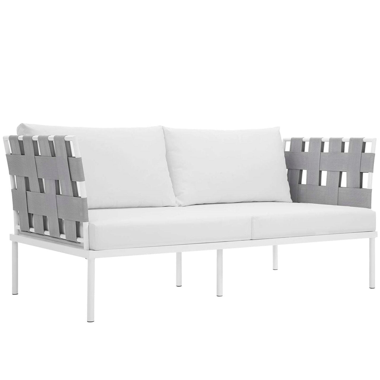 Harmony Five PCS Outdoor Patio Aluminum Sectional Sofa Set, White, Rattan 11685