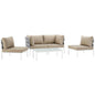 Harmony Five PCS Outdoor Patio Aluminum Sectional Sofa Set, Beige, Rattan 11686