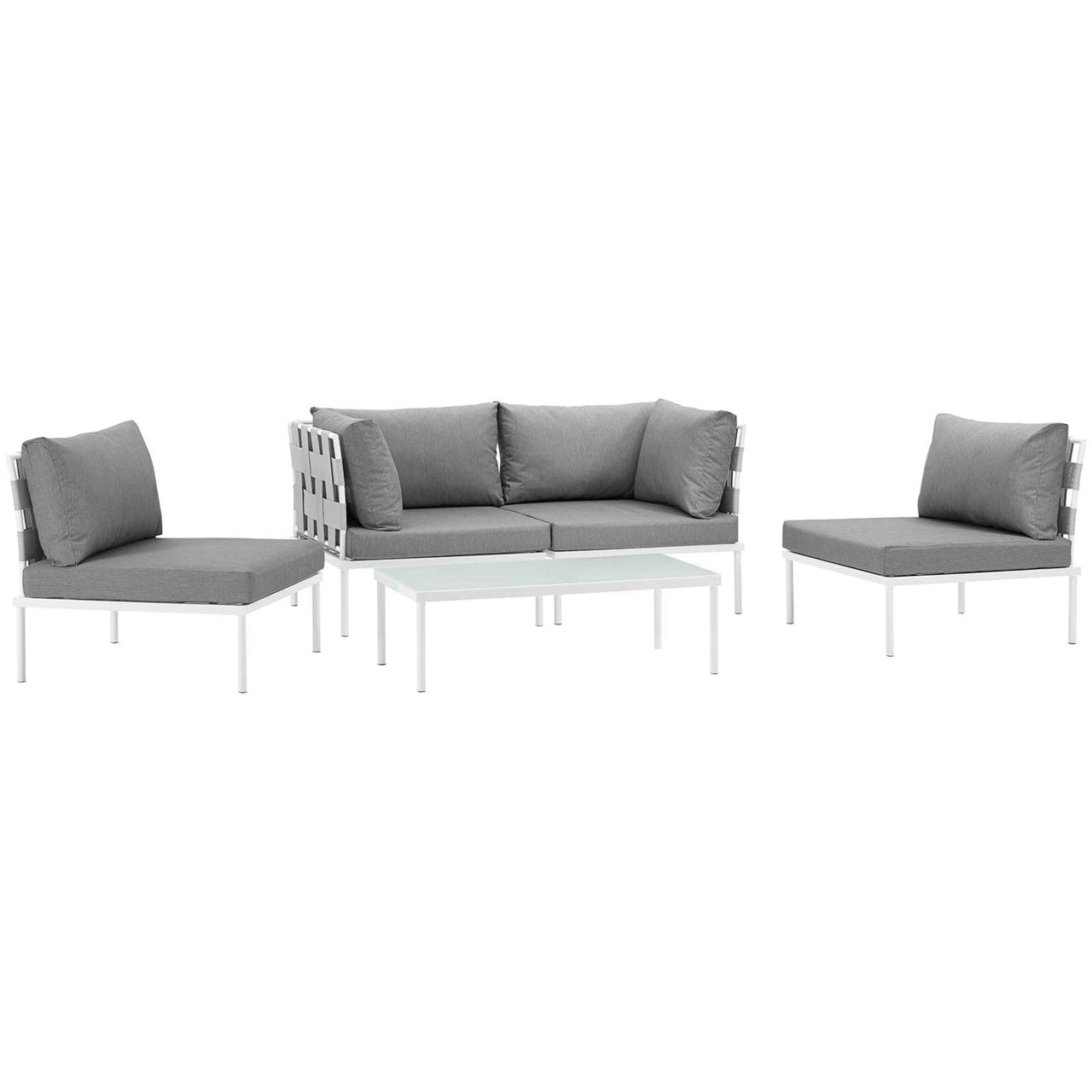 Harmony Five PCS Outdoor Patio Aluminum Sectional Sofa Set, Grey, Rattan 11687
