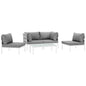 Harmony Five PCS Outdoor Patio Aluminum Sectional Sofa Set, Grey, Rattan 11687