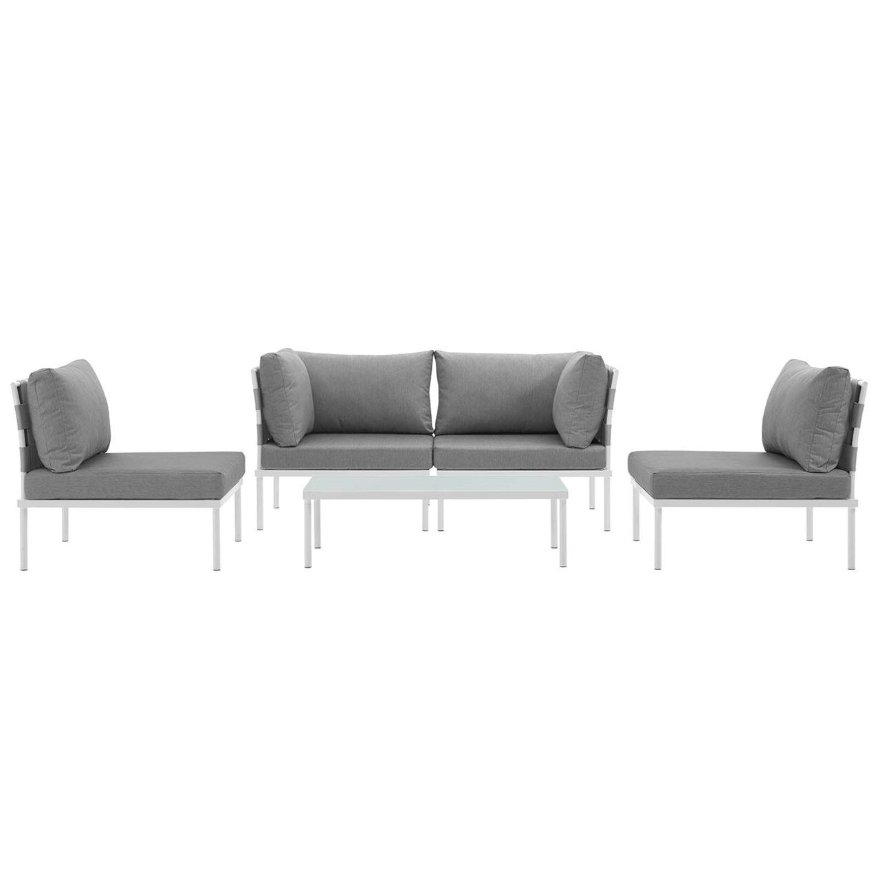 Harmony Five PCS Outdoor Patio Aluminum Sectional Sofa Set, Grey, Rattan 11687
