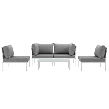 Harmony Five PCS Outdoor Patio Aluminum Sectional Sofa Set, Grey, Rattan 11687