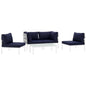 Harmony Five PCS Outdoor Patio Aluminum Sectional Sofa Set, Navy, Rattan 11688