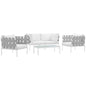 Harmony Five PCS Outdoor Patio Aluminum Sectional Sofa Set, White, Rattan 11693